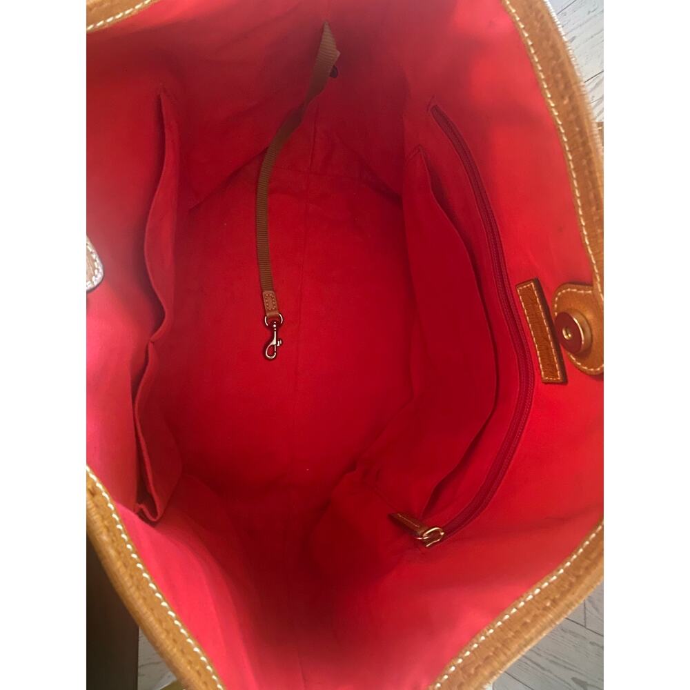 Dooney & Bourke Saffiano Leather Large Tote Bag Tan Cognac Shoulder Purse - Picture 5 of 8